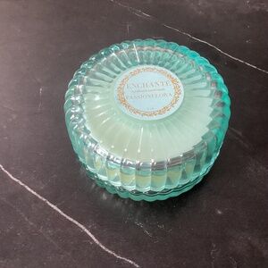 Enchante Passionflora Soy Blend Candle Blue Glass Lidded Jar New 4 Oz Romantic
